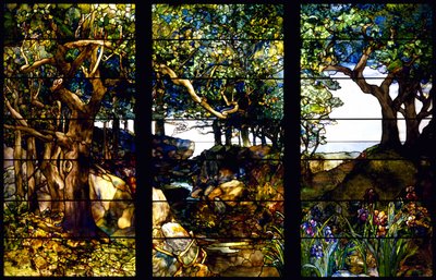 A Wooded Landscape in Three Panels by Louis Comfort Tiffany